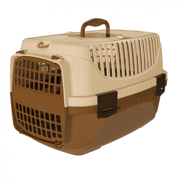 Irak Plast пластикова переноска для котів і собак до 8 кг (коричнево-бежева)