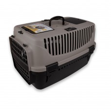 Irak Plast пластикова переноска для котів і собак до 8 кг (сіро-чорна)