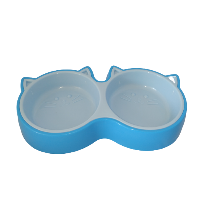 AnimAll подвійна пластикова миска для котів (блакитна) L 2х350 мл