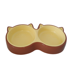 AnimAll подвійна пластикова миска для котів (коричнева) L 2х350 мл