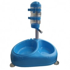 Animall подвійна поїлка для собак на підставці (блакитна) 400 мл