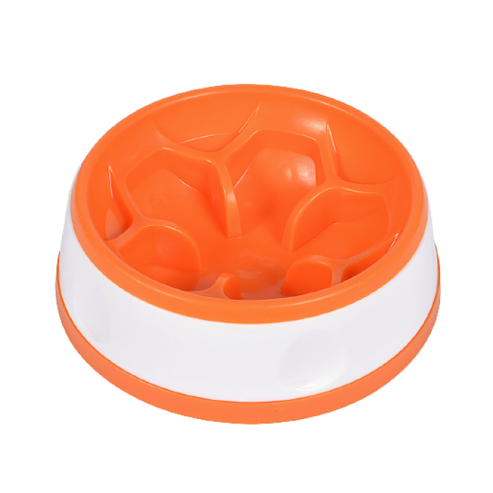 AnimAll Миска-квітка для повільного годування собак, кругла (помаранчево-біла) 300 мл