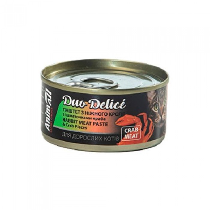 AnimAll Duo Delice паштет для котів із кролика зі шматочками краба 80 г