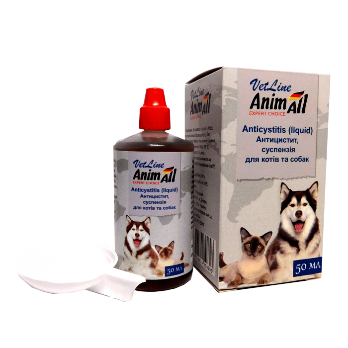 AnimAll VetLine Anticystitis суспензія для комплексної терапії захворювань сечовидільної системи собак та котів 50 мл