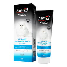 AnimAll VetLine Beauty Hair & Skin фітопаста для покращення стану шерсті та шкіри котів 100 г