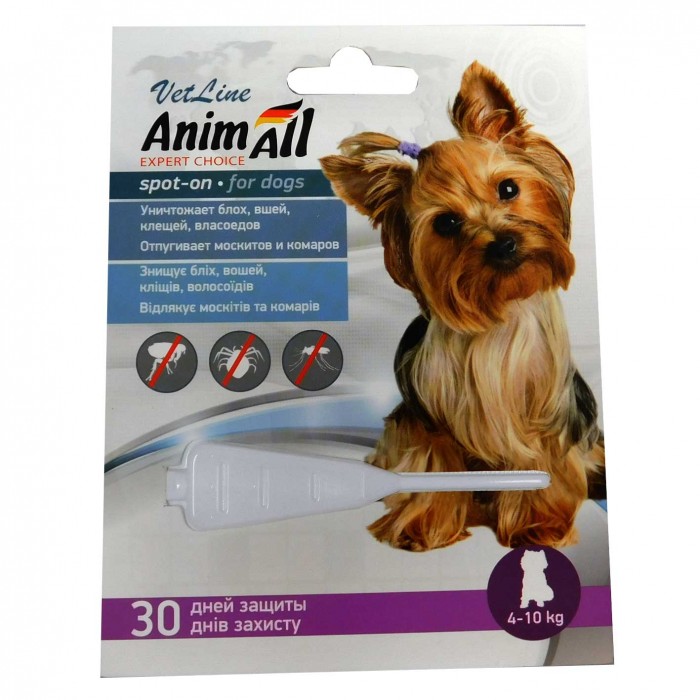 AnimAll VetLine Spot-On краплі протипаразитарні для собак вагою від 4 до 10 кг (2 мл)