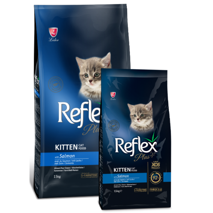 Рефлекс Плюс Повноцінний та збалансований сухий корм для кошенят з лососем 1.5кг