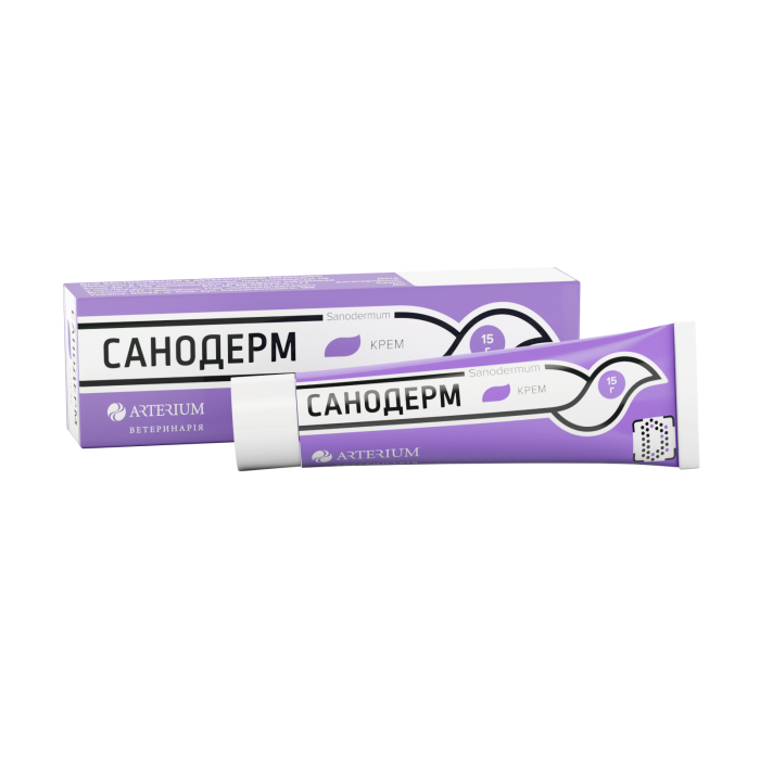 Санодерм мазь для лікування дерматомікозів у собак та котів 15г