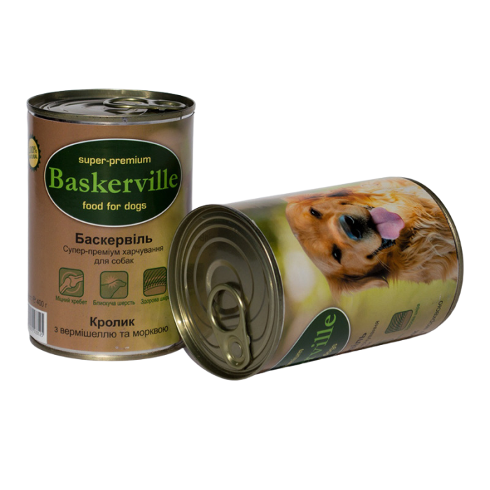 Baskerville Консерви для собак Кролик з лапшою та морквою 400г