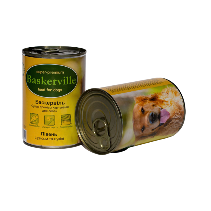 Baskerville Консерви для собак Півень з рисом та цукіні 400г