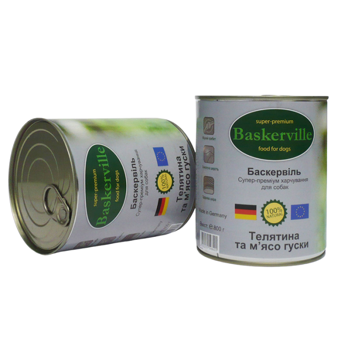 Baskerville Консерви для собак Телятина та м'ясо гуски 800г