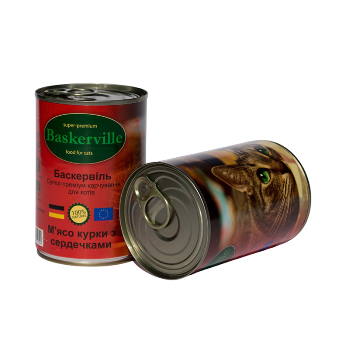 Baskerville Корм для котів М'ясо курки з сердечками 400г