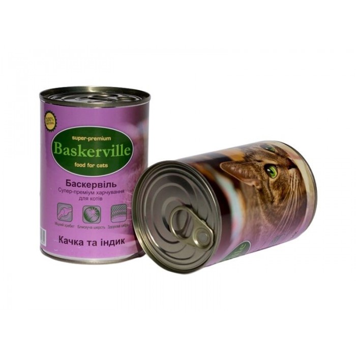 Baskerville Корм для котів Качка з індичкою 400г