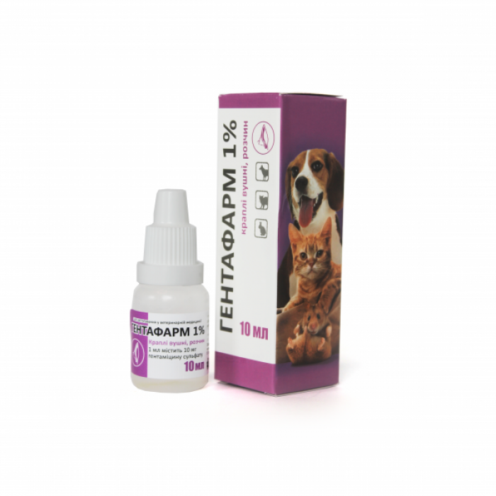Гентафарм краплі для вух для котів та собак 10мл