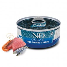 Farmina N&D Ocean Grain Free Cat Adult для котів з тунцем, сардиною та креветками 70 г 