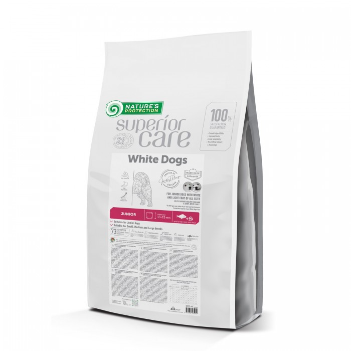 Nature's Protection Superior Care White Dogs White Fish Junior All Sizes для юніорів з білою шерстю 10 кг