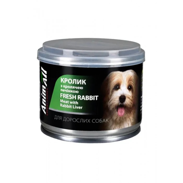 AnimAll вологий корм для собак з кроликом та кролячою печінкою 195 г
