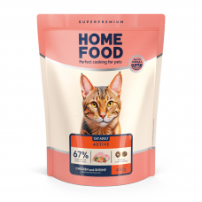Home Food Cat Adult сухий корм для активних котів "Курочка та креветка" 0,4 кг