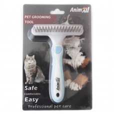 AnimAll Groom дворядний гребінець-граблі для тварин (блакитний)