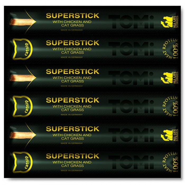 TOMI STICKS CHICKEN & CAT GRASS ласощі для котів з куркою і кошачою м'ятою 6шт*5 г