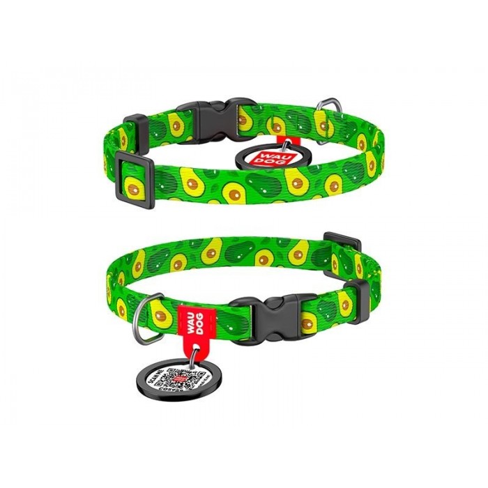 Collar WAUDOG Nylon нашийник "Авокадо" з QR паспортом та пластиковою фурнітурою для котів XS