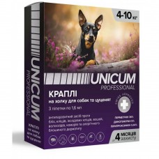 Unicum PRO краплі від бліх, вошей, власоїдів, комарів, москітів, іксодових кліщів для собак 4-10 кг.
