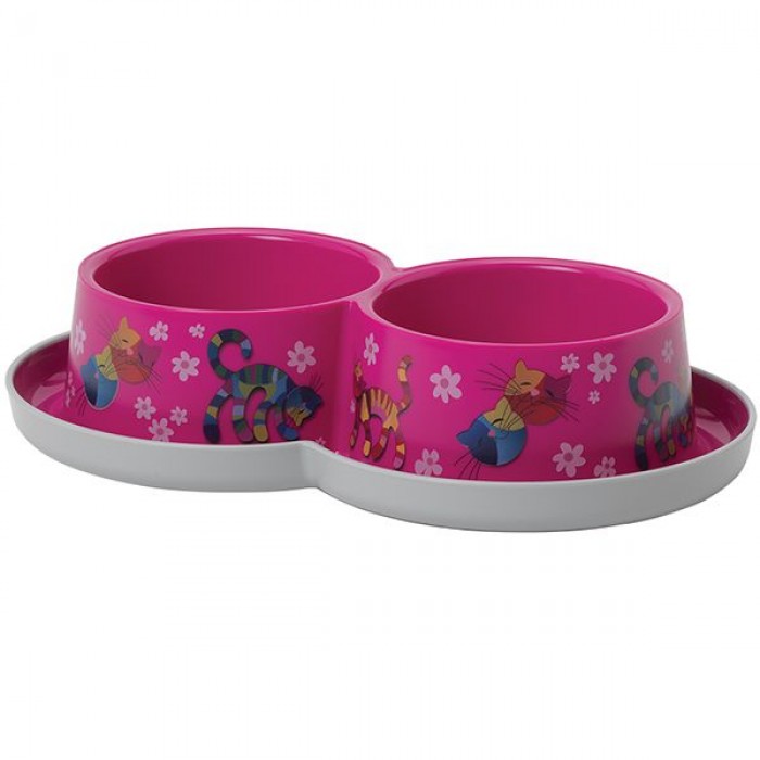 Moderna Double Trendy Dinner Friends Forever подвійна миска для котів (рожева) 2х350 мл