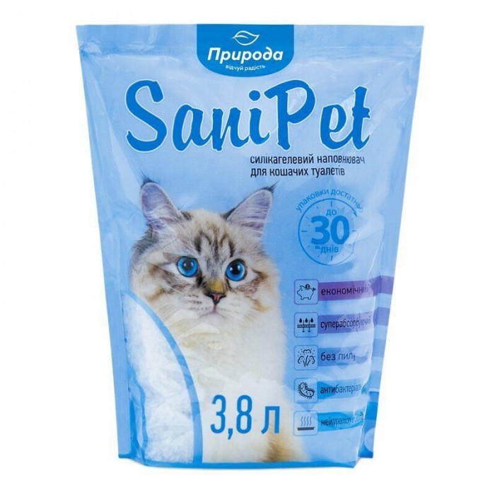 SANI PET силікагелевий наповнювач для котів без аромату 3,8л