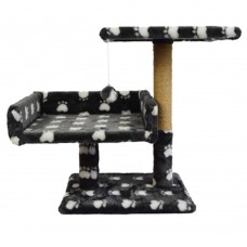 Пухнастики кігтеточка для котів з диваном і полицею (джут) сіра з лапками 30×38×50 см