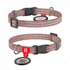 Collar WAUDOG Re-cotton світловідбивний нашийник з QR паспортом для котів та собак (коричневий) XS