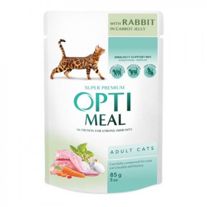 OPTIMEAL Adult Cats вологий корм для котів з кроликом у морквяному желе 85 г