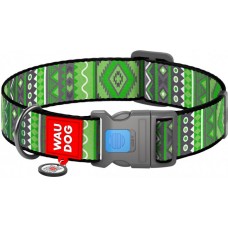 Collar WAUDOG Nylon нейлоновий нашийник "Етно зелений" з QR паспортом для собак XXL