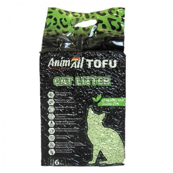 AnimAll Tofu Green Tea соєвий наповнювач для котів з ароматом зеленого чаю 6 л