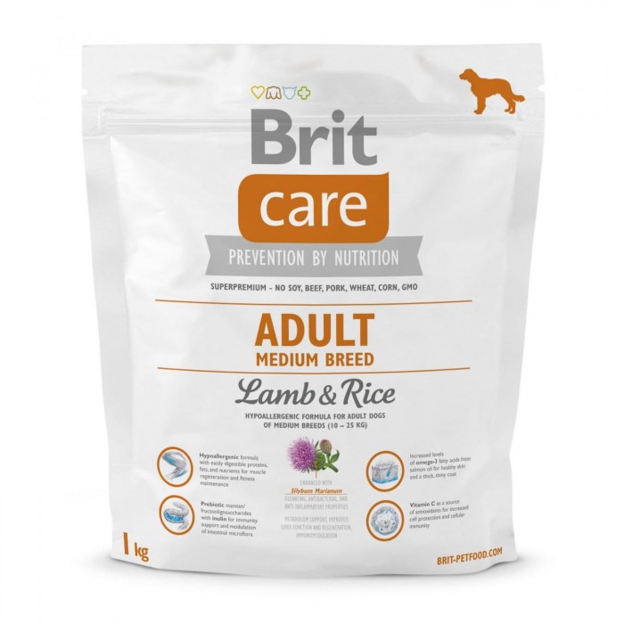 Brit Care Adult Medium Breed Lamb and Rice (для собак вагою від 10 до 25 кг)