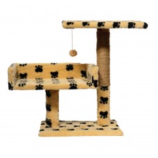 Пухнастики кігтеточка для котів з диваном і полицею (джут) бежева з лапками 30×38×50 см