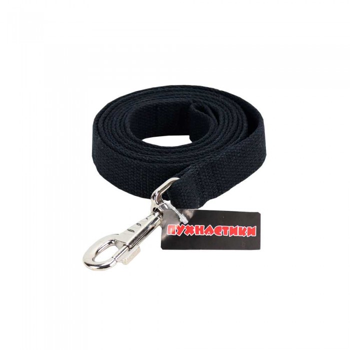 Пухнастики брезентовий повідець для собак L (чорний) 2 м