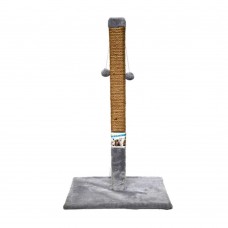 Пухнастики кігтеточка для котів великий стовпчик на підставці (джут) сіра 80×45 см