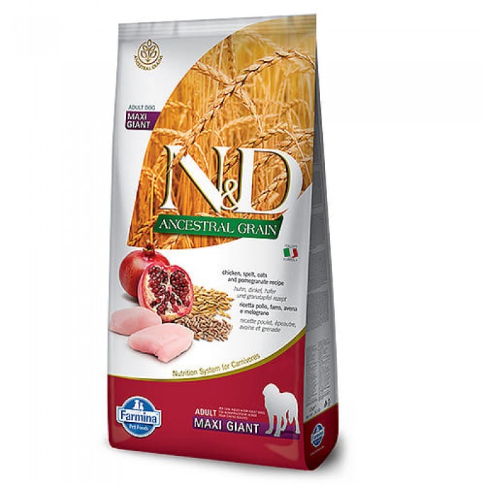 Farmina N&D низькозерновий сухий корм для собак гігантських порід з куркою та гранатом 12 кг