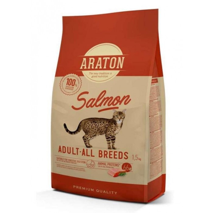 Araton Salmon Adult All Breeds сухий корм для дорослих котів з лососем 1,5кг