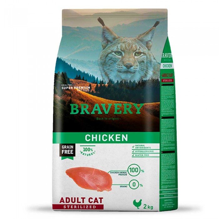Bravery Chicken Adult Cat Sterilized сухий корм для стерилізованих котів з куркою 2 кг