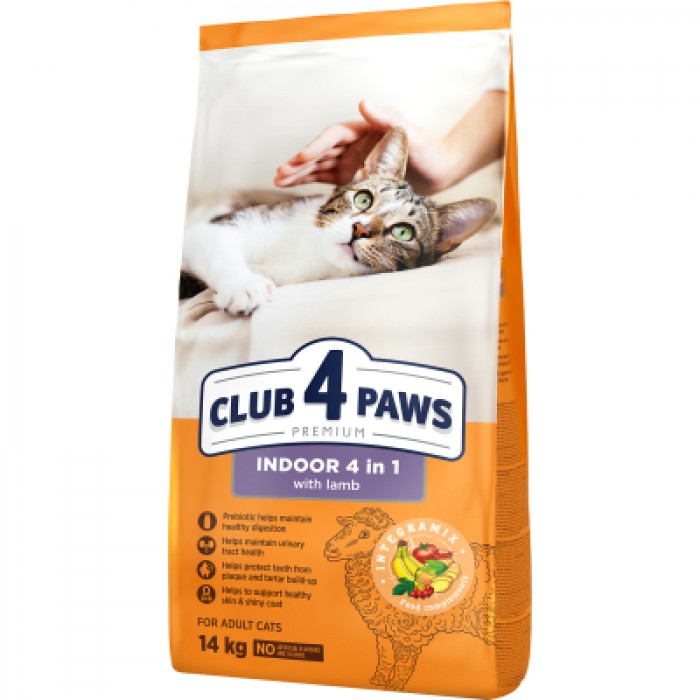Club 4 Paws Premium Indoor 4 in 1 with Lamb сухий корм для котів з ягням 14 кг