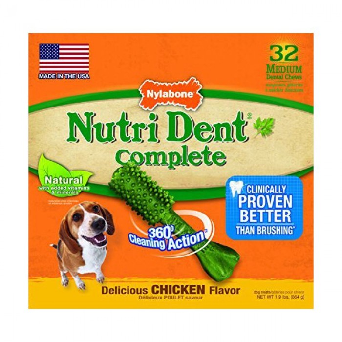 Nylabone Nutri Dent Chicken Medium ласощі зі смаком курки для собак середніх порід 32шт/уп (9см)