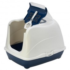 Moderna закритий туалет для котів з відкидною кришкою (чорничний/білий) 