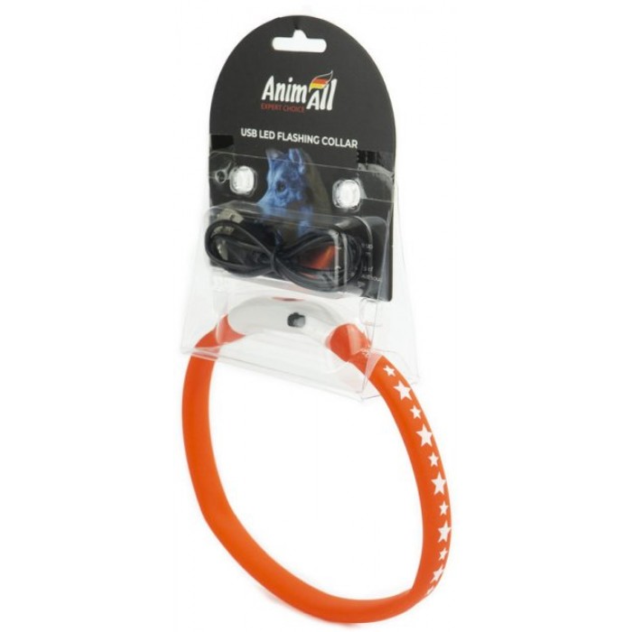 AnimAll USB LED Flashing Collar нашийник для собак з LED-підсвіткою та USB-підзарядкою (червоний) М