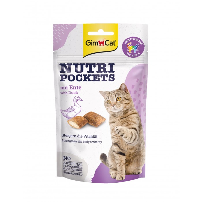 GimCat Nutri Pocket подушечки з качкою та вітамінами для котів 60г