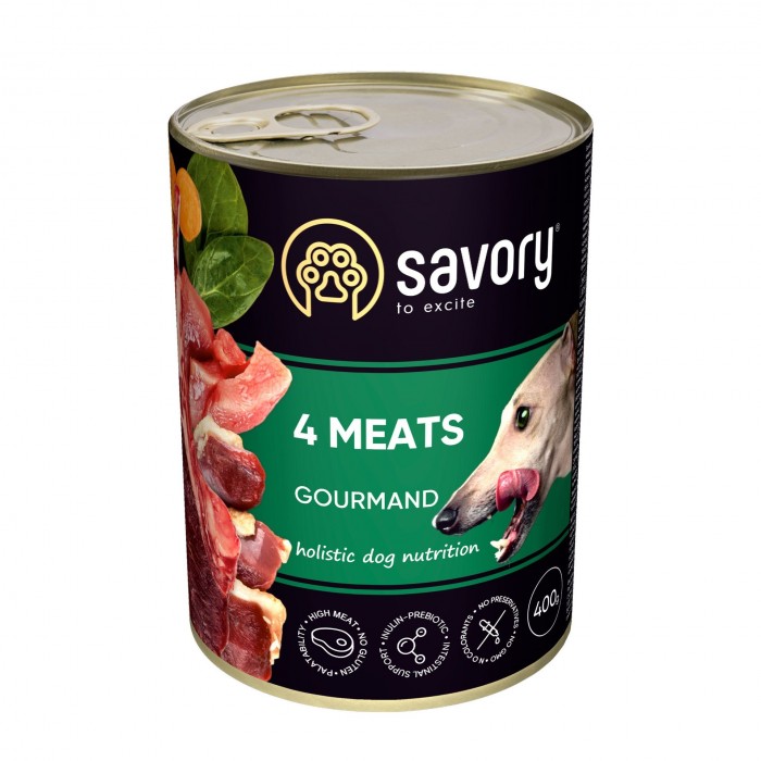 Savory Dog Gourmand 4 види м'яса 400g