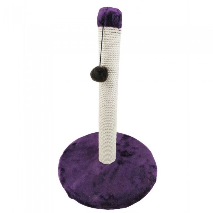 Пухнастики кігтеточка для котів стовпчик на круглій підставці (бавовняна стрічка) баклажан 50×38 см