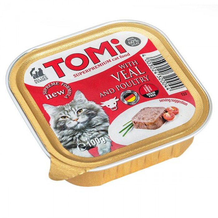 TOMI VEAL POULTRY паштет для котів з птицею та телятиною 100 г