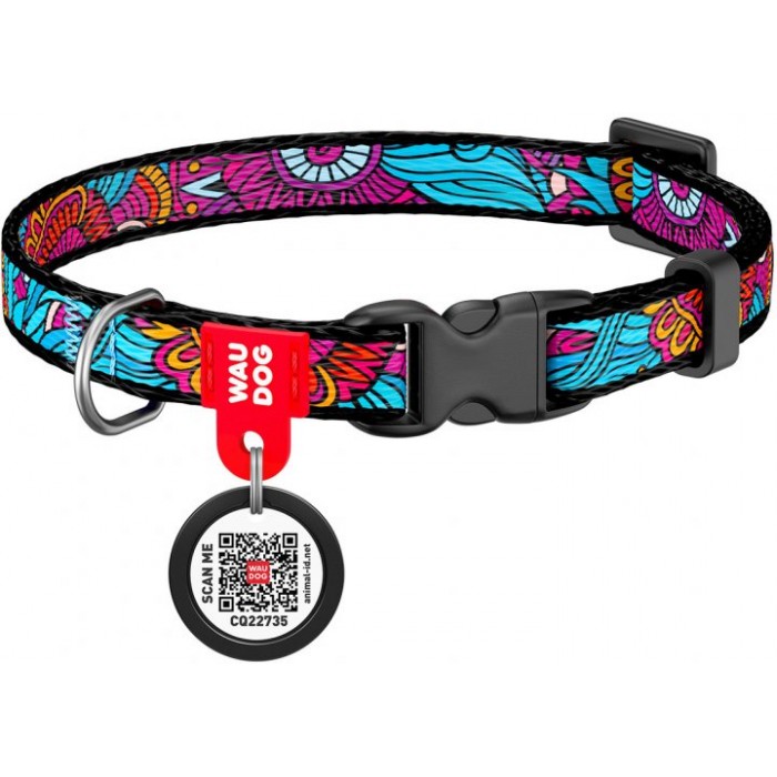 Collar WAUDOG Nylon нашийник "Літо" з QR паспортом та пластиковою фурнітурою для котів XS