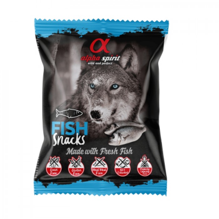 Alpha Spirit Dog Snacks Fish напіввологі ласощі для собак з риби 50г (кубики)